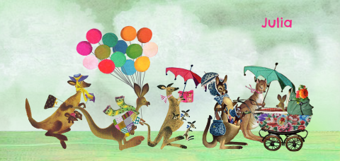Illustratief geboortekaartje met kangoeroes