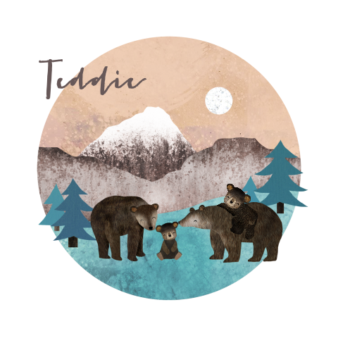 Geboortekaartje met beren gezin in de bergen voor jongen