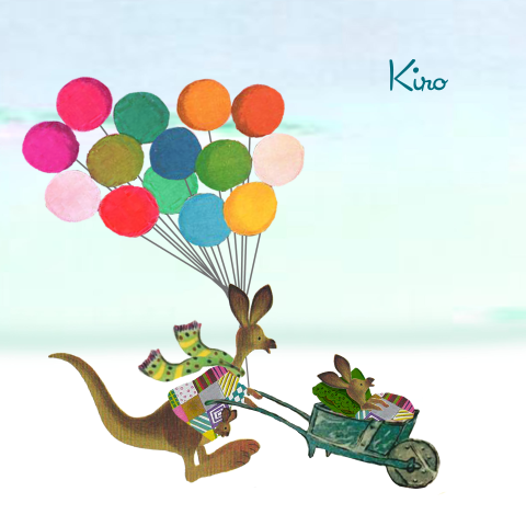 Geboortekaartje met kangoeroe en ballonnen