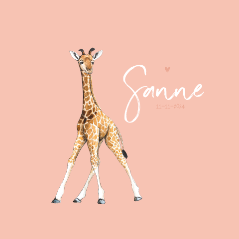 Lief babykaartje voor een meisje met schattig girafje