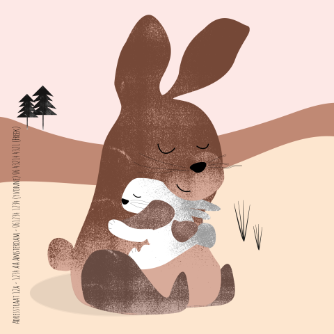Lief geboortekaartje met konijntjes voor een meisje