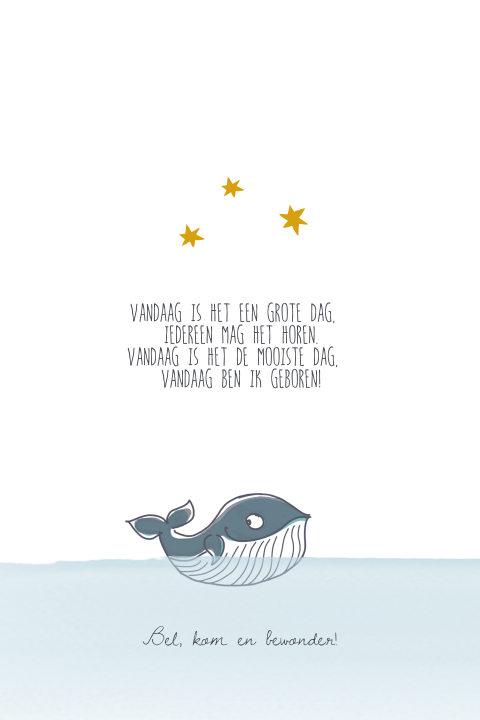 Goudfolie l lieve babykaart jongen met walvis