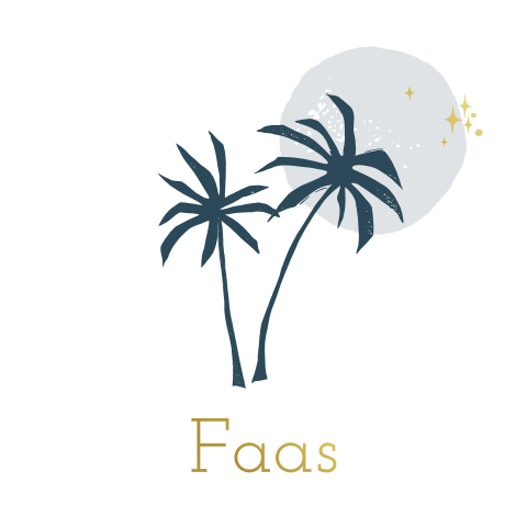 Trendy goudfolie geboortekaartje met palmbomen en maan