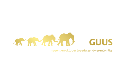 Goudfolie geboortekaartje voor jongen met silhouet van olifantjes