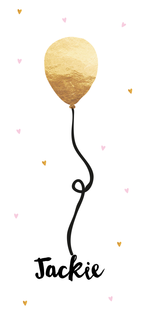 Trendy geboortekaartje met ballon in goudlook