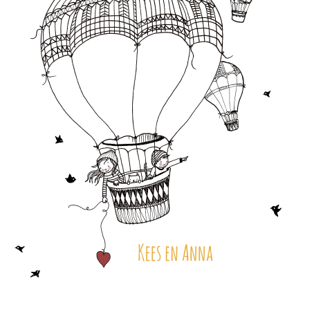 Illustratief geboortekaartje met luchtballonnen