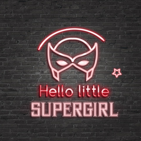 Neon geboortekaartje supergirl