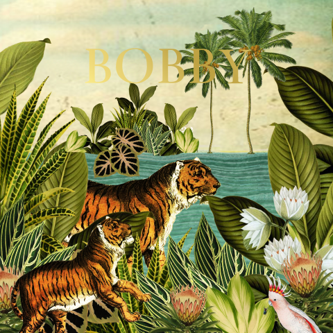 Goudfolie poster jungle en tijgers