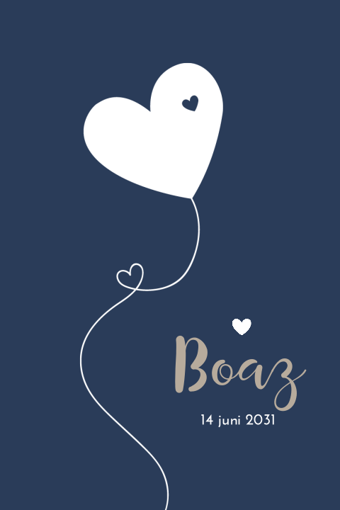 Poster voor jongen met lief hartjesballon op donkerblauw