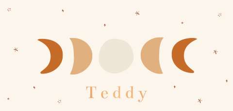 Trendy koperfolie geboortekaartje met maantjes en sterretjes