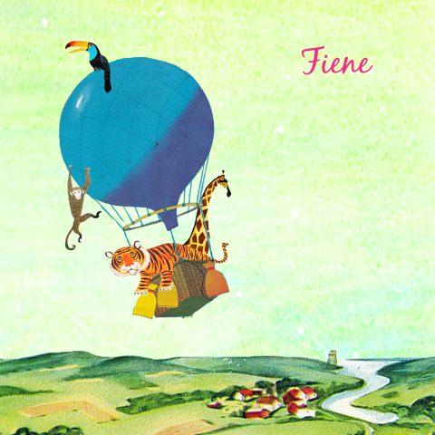 Retro geboortekaartje met luchtballon
