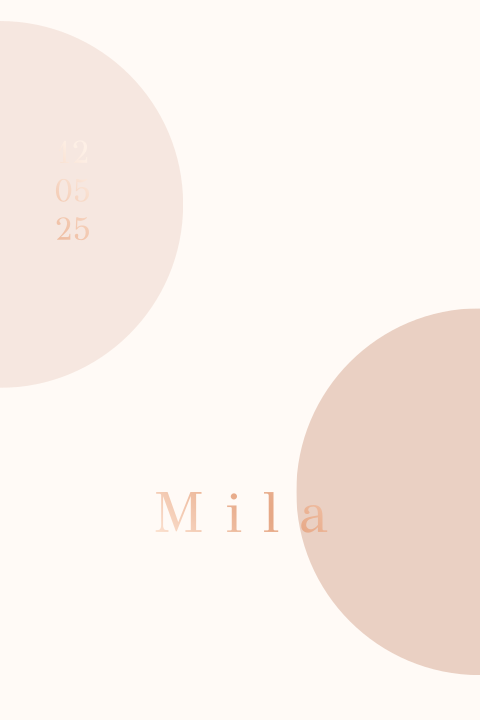 Hip roségoudfolie geboortekaartje voor meisje met roze cirkels