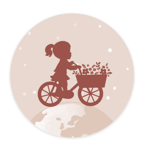 Sluitsticker met silhouet van meisje op fiets