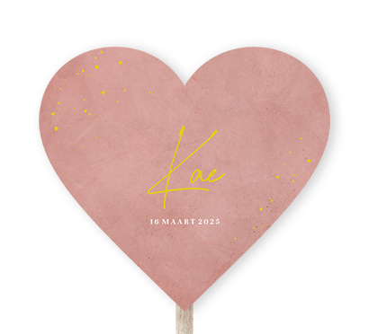 Lief tuinbord met roze velvet-look in de vorm van een hart