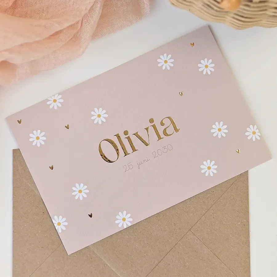 Geboortekaartjes bloemen meisje