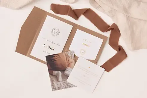 Pocketfold geboortekaartje met leeuw